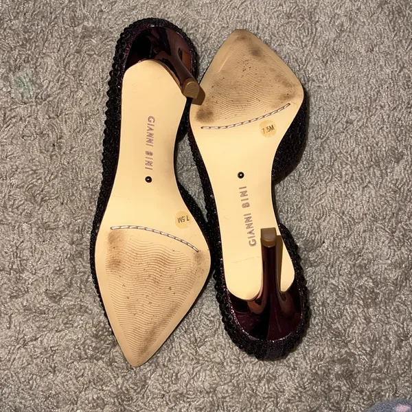 Gianni‎ Bini Pointed Toe Crystal Flats - Deep Burgundy - Image 4