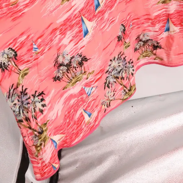 Tropical‎ Palm Tree Sailboat Midi Dress Pink Beach Vacation Resort Cruise Size S - Image 2