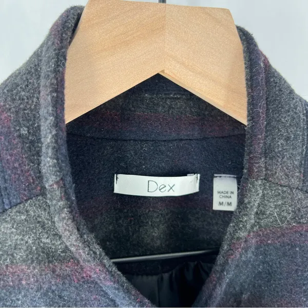 DEX Wool Blend Stylish‎ Striped Womens Crossover Asymmetric Hem Jacket Gray Size M - Image 2