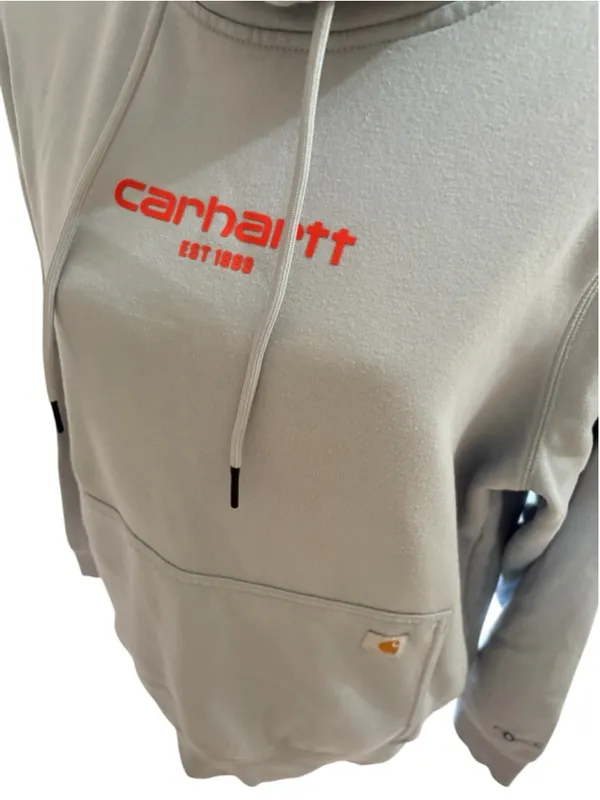 Carhartt Hoodie M Light Blue Orange Relaxed Fit Size L (22.5” PTP) - Image 3