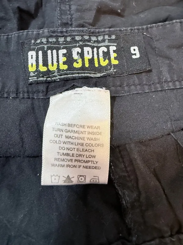 Blue Spice Micro Mini Shorts Cinch Side Drawstring Cargo Low Rise Vtg Y2K SZ 9 - Image 2