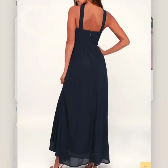 NWT Lulus Air of Romance Navy Blue‎ Maxi Dress LARGE - Image 5