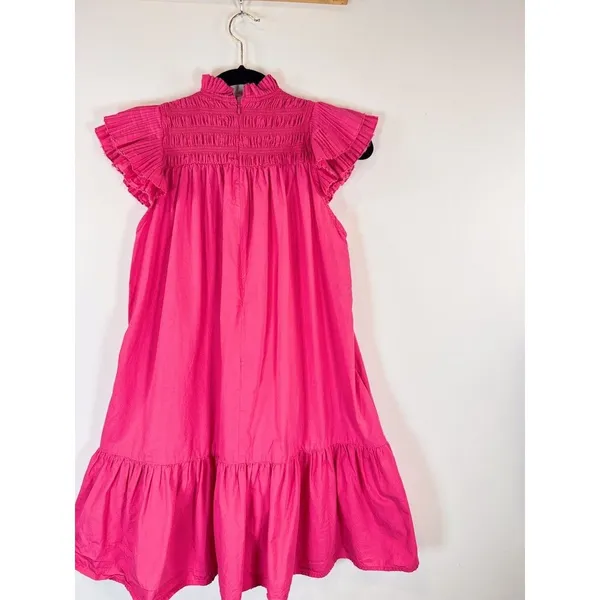 Love The Label Dress Pink Poppy Mini Smocked Flutter A Line Barbiecore Small - Image 9