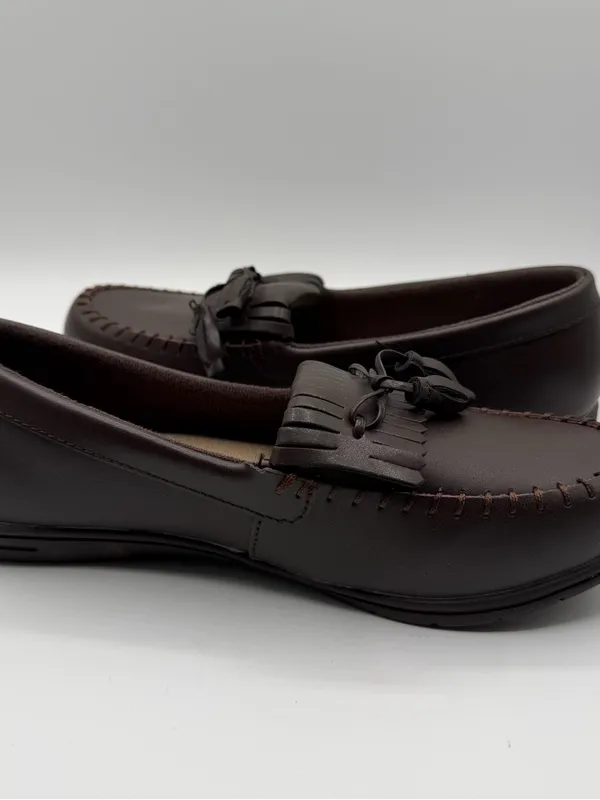Dr Max Brown Leather Kiltie Tassel Loafers Moccasins Women’s 7.5W Wide - Image 5