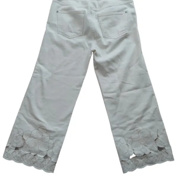 pilcro and the letterspress Cream Wide-Leg Pants with Floral Hem - Image 4