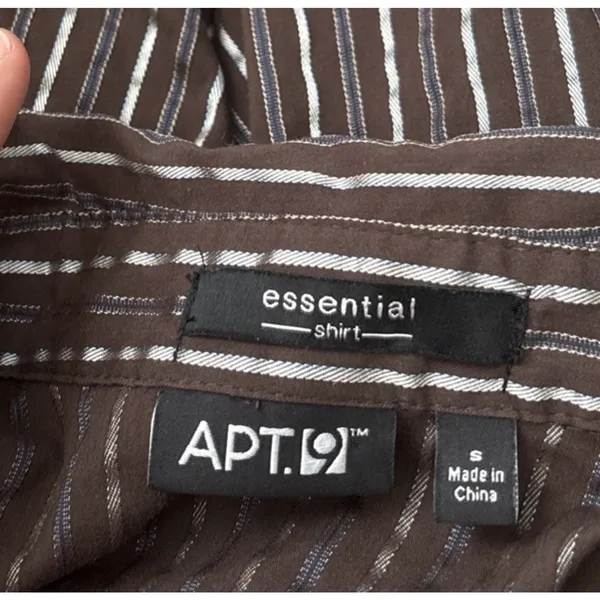 Apt. 9 Babydoll 90s Y2K 2000 Size Small Dark Brown Striped Button Up Shirt Office Siren - Image 5