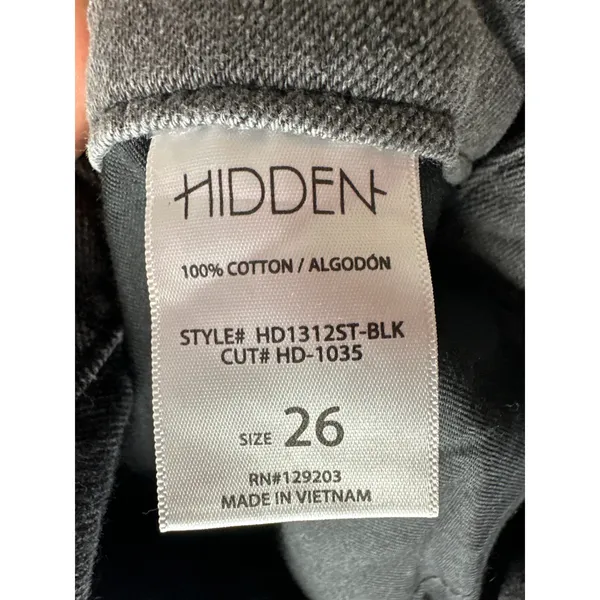 Hidden Jeans Tracey Straight Fit Black‎ Two Tone Raw Hem Size 26 HD1312ST Denim - Image 7
