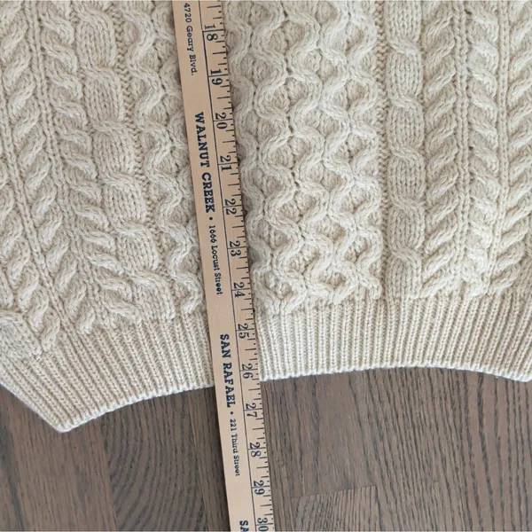 Highland Home Industries Ivory Pure Wool Fisherman Sweater Scotland Women S - Image 3