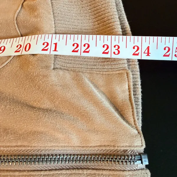 Democracy Large Faux Suede Sherpa Lined Warm Bomber Jacket Tan Large - Image 6