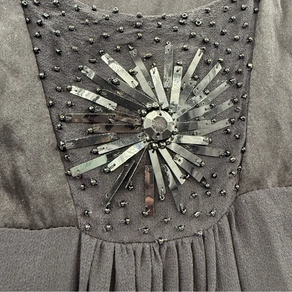 Anthropologie Yoana‎ Baraschi 100% Silk Black Beaded Sleeveless Top Sz S - Image 5