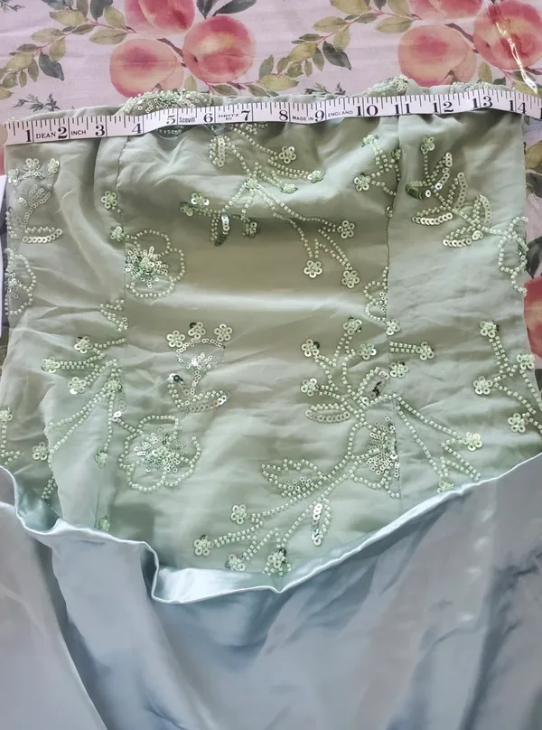 Princess Polly Mint Green Strapless Beaded Satin Mini Dress - Image 5