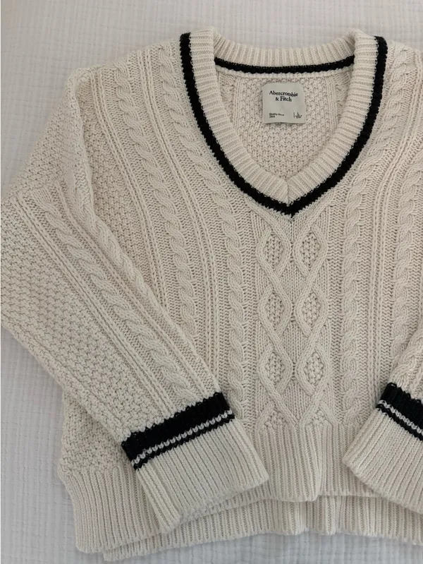 Abercrombie Sweater Knit Cable Cream - Image 2
