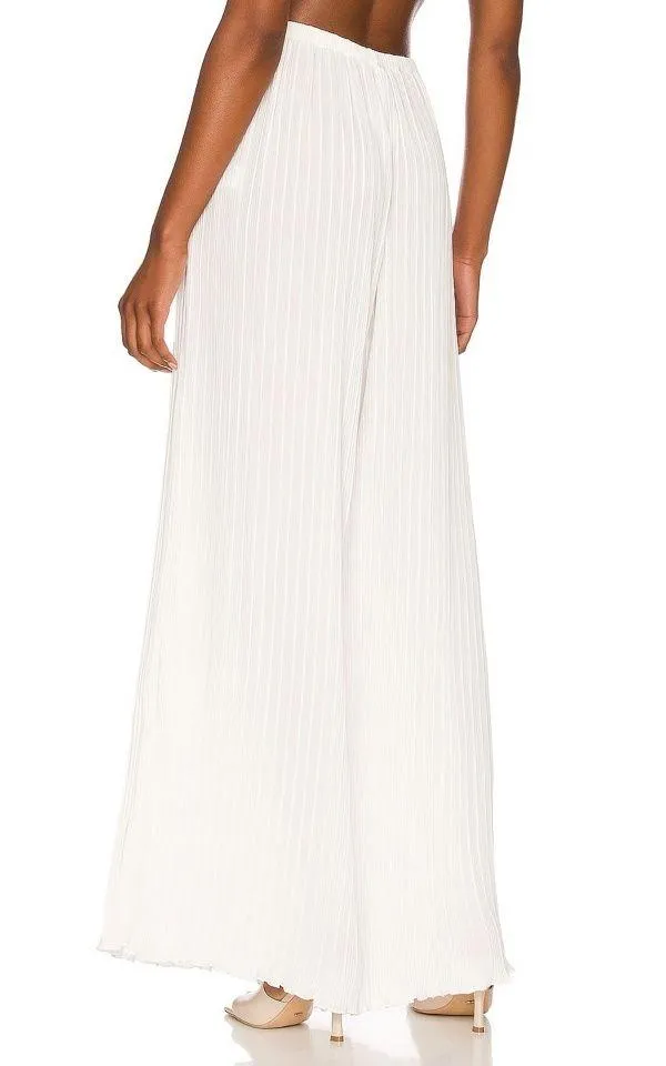 Good American White Plisse Georgette Wide Leg Pleated Pants 3/4 (US L/Xl) NWT - Image 5