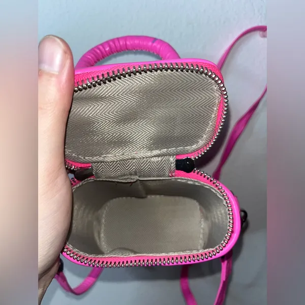 Miniature Micro Neon HotPink Adjustable Crossbody Zipper Whimsy Rave Vinyl Retro - Image 6