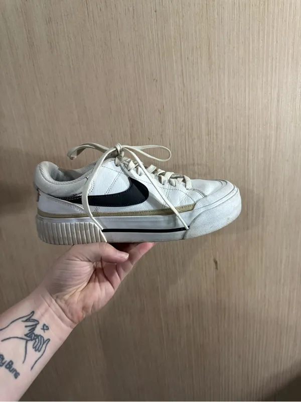 Nike Women Court Legacy Lift White Black Casual Platform Shoe Size 8 - Image 2