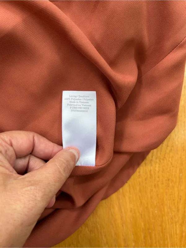 Everlane The City‎ Stripe Midi Dress Redwood Orange V-Neck Size 0 - Image 10