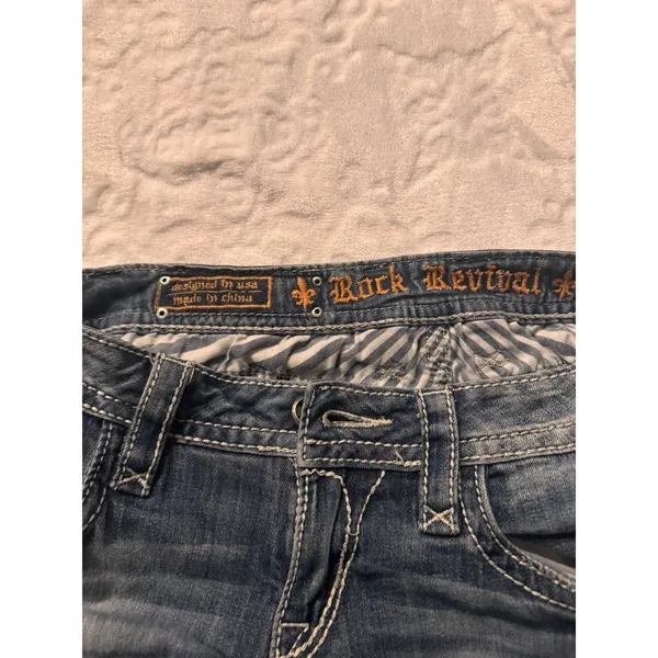 Rock Revival Jeans Womens Tag 28 X 31 Inseam Adele Easy Boot Blue Cowgirl - Image 7
