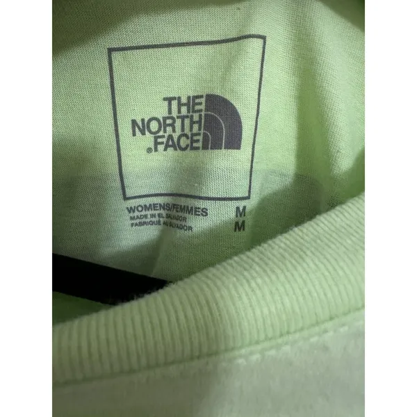 NEW The North Face Tee Size M Womens Short Sleeve Green Tshirt Logo Spellout Top - Image 3