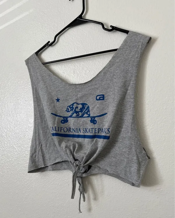 Heather Grey Tank Crop Top Gray - Image 3