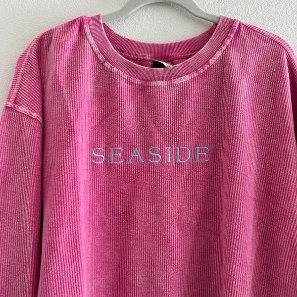 Seaside Pink Corded Crewneck Sweatshirt - Image 3