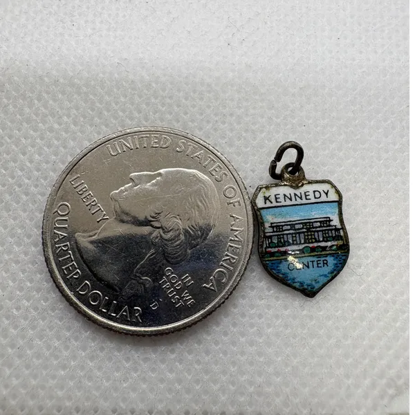 Vintage Kennedy Center Enamel Shield Charm Silver Tone Made in Germany‎ 255 - Image 5