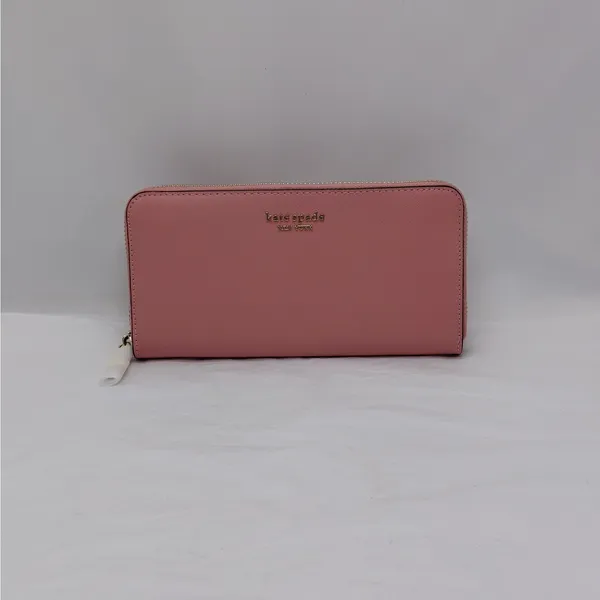 Kate Spade Womens Saffiano Leather Wallet Pink Zip Travel Minimalist Classic - Image 14