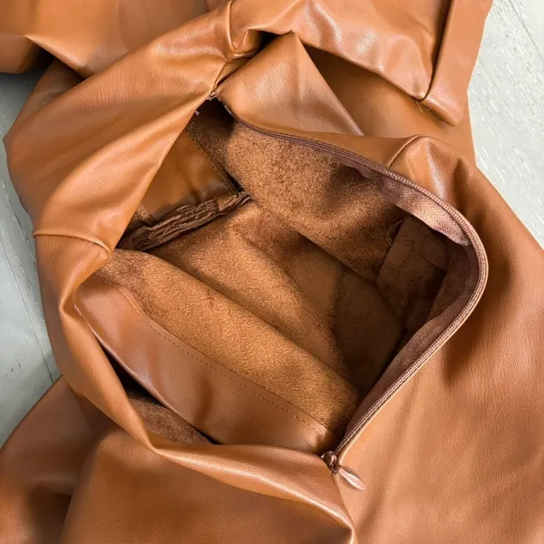 Zara Faux Leather Faux Wrap Dress Camel Sz‎ XS Chic Sophisticated Nouveau Riche - Image 11