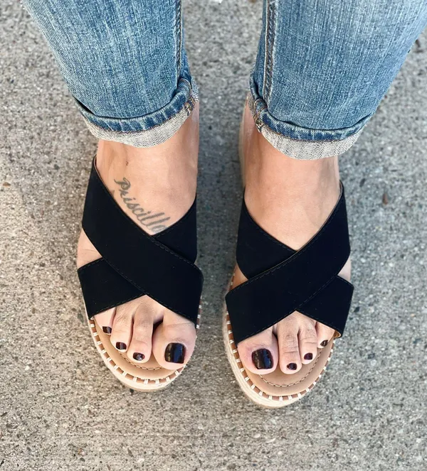 Soda Black Slip On Espadrille Wedge - Image 4