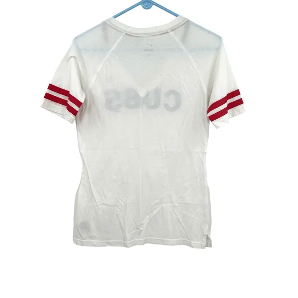 Nike Size Medium Shirt White Chicago Cubs Short Sleeve V Neck Baseball‎ Tee MLB - Image 2
