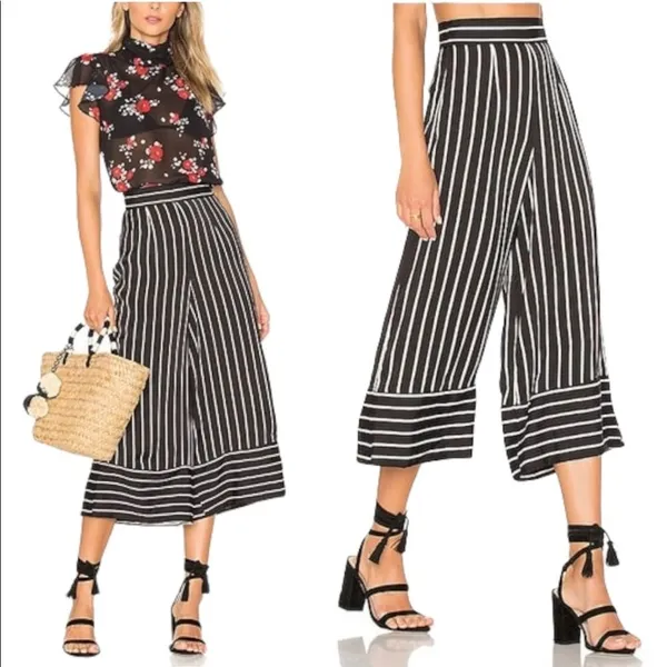 Lovers + Friends- Chica Cropped Stripe culotte Pants - Image 2