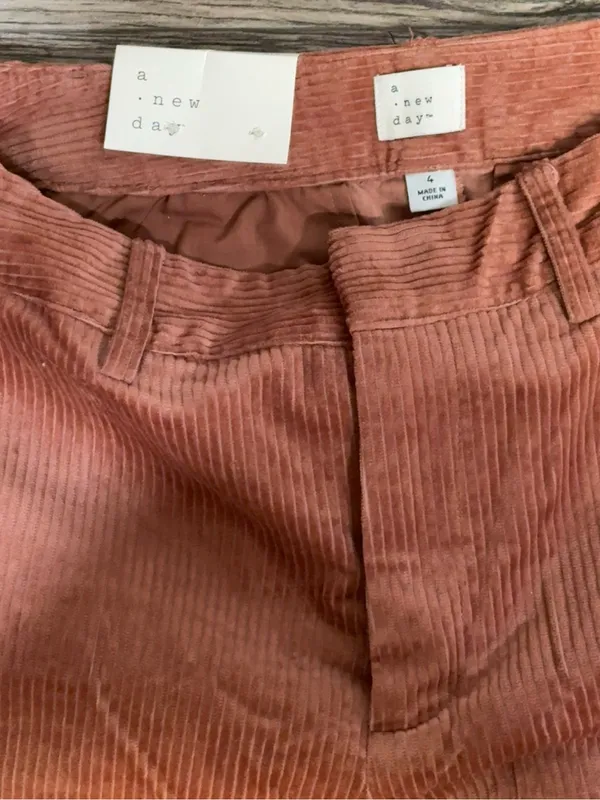 NWT A New Day Corduroy Wide Leg Pants Rust Size 4R 100% Cotton - Image 5