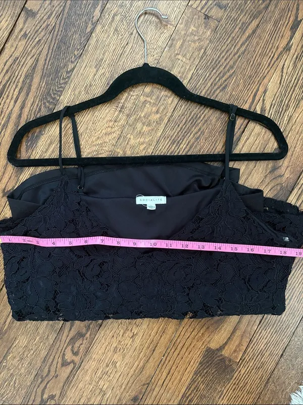Socialite Black Lace Cami Camisole Tank Top Blouse Size XL / 14 16 - Image 5