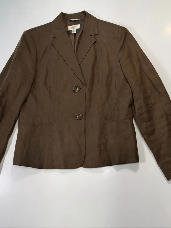 Talbots 100% Linen Brown Tailored Blazer Size 10 - Image 2