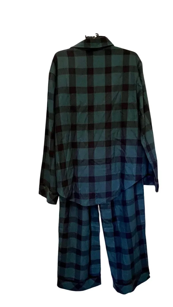 Victorias Secret Pink Pajamas Sz M Flannel Forrest Green Black Plaid Cotton NWT - Image 8