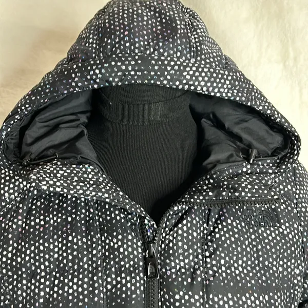 The North Face Womens Gotham Jacket Hooded TNF Black Donegal Print. Size SP. - Image 6
