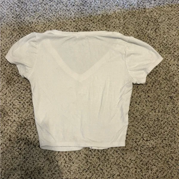 Bozzolo White V-Neck Short Sleeve Top - Image 3