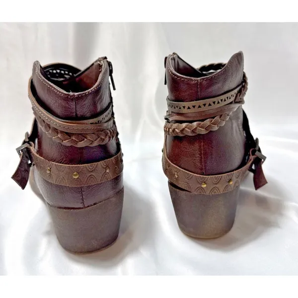Jellypop Brown Leather Ankle Boots Women's 7.5M Zippered - Image 4