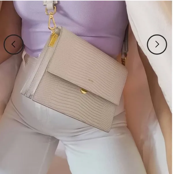 JW PEI Flag Bag in Ivory Lizard - Image 7
