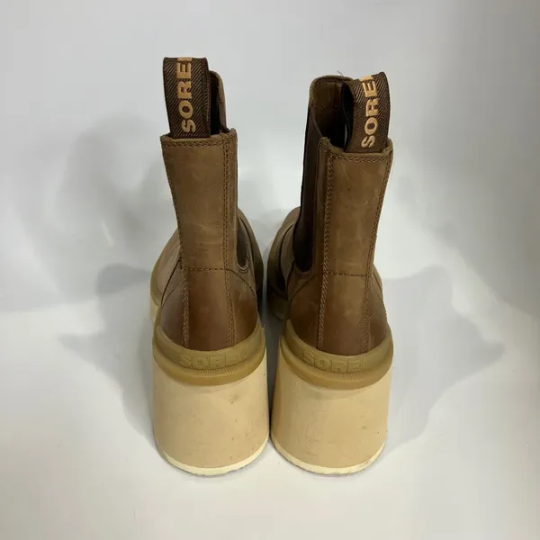 Sorel Hi-line‎ heel waterproof Chelsea boots tan leather women's size 10 trendy - Image 10