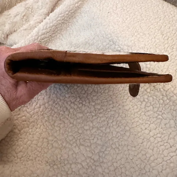 Handmade Women’s Extra large Leather & Cowhide Wallet Brown - Image 8