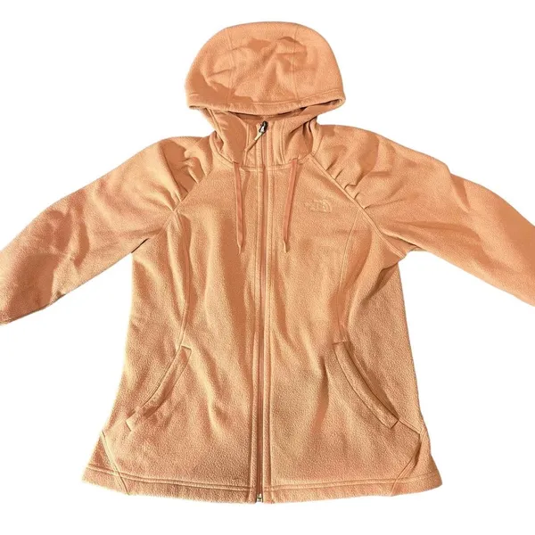 The North Face‎ Womens Full Zip Fleece Hoodie Jacket Peach Tan Size Medium - Image 4