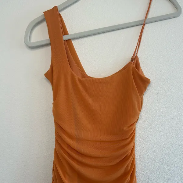Oh Polly Lasting Lover Asymmetric Cowl Neck Mini Dress Caramel - Image 6