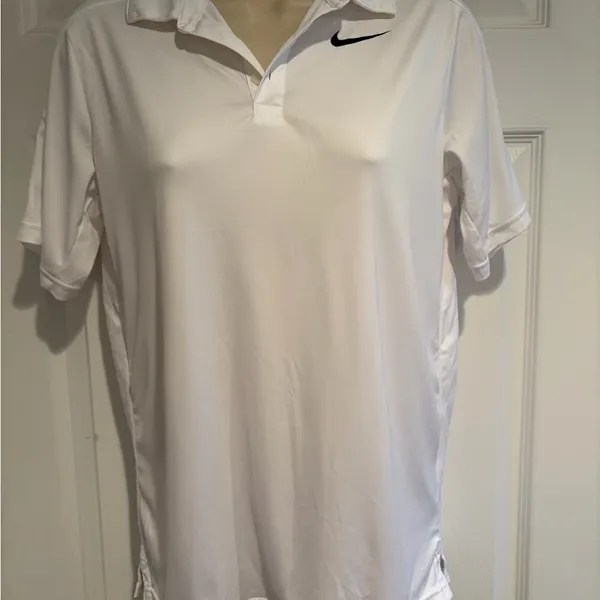 Nike Dri-FIT Golf Polo‎ Shirt Womens Large White Performance Top 642071-101 - Image 3
