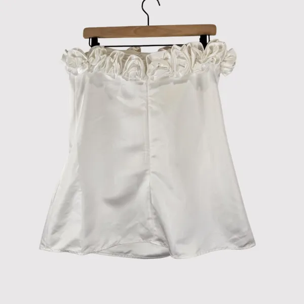 NWT WeWoreWhat Womens Dress White Rose Mini Satin Strapless A Line Party Size 6 - Image 3