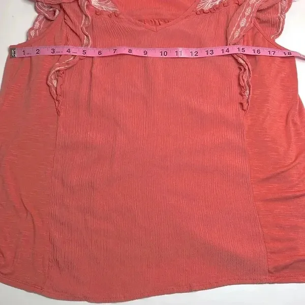 Knox Rose Coquette girl top ruffles embroidered‎ vneck lightweight boho size small top - Image 5
