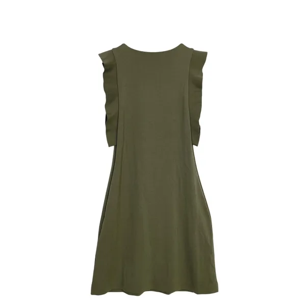 COS Sheath Dress Women's Size XS‎ Green Ruffle Trim Crew Neck Casual Dress - Image 2