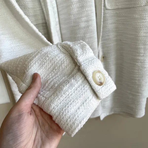 Anthropologie hem & thread white button front cardigan sweater women's L‎ knit - Image 6