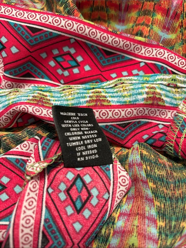 new directions Multicolor Zigzag Tie-Neck Women’s Tunic SZ L - Image 10