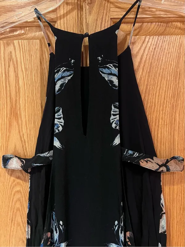 Free People Back To You Side Cut-Out Halter Midi Floral Dress Black Size Medium - Image 8