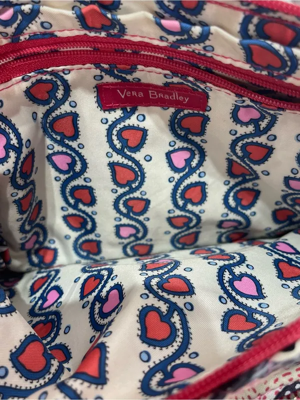 Vera Bradley Lil Hipster Shoulder Bag Floral Print Heart Lined Built in Wallet - Image 9